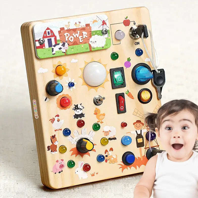 Panel Sensorial Interactivo Busy Board de Madera