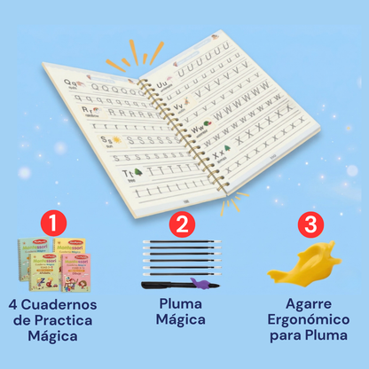 Pack de 4 Cuadernos Mágicos Reutilizables de Caligrafía