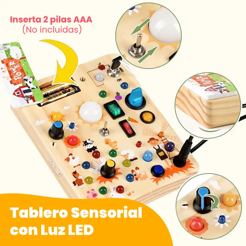 Panel Sensorial Interactivo Busy Board de Madera