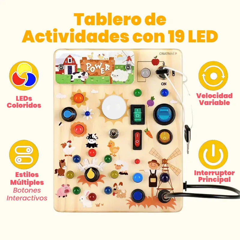 Panel Sensorial Interactivo Busy Board de Madera