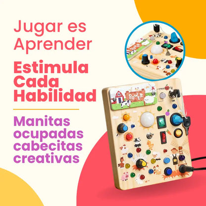 Panel Sensorial Interactivo Busy Board de Madera