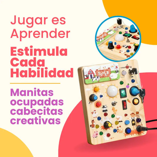 Panel Sensorial Interactivo Busy Board de Madera