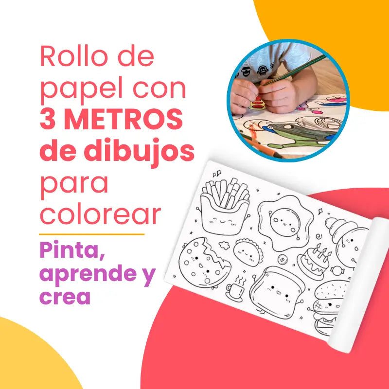 Rollo de Dibujo Infantil con 3 Metros de Creatividad